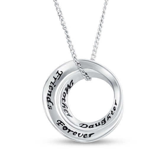 Mother/Daughter Friends Forever Winding Circle Pendant in Sterling Silver
