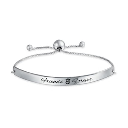 Friends Forever Bar Bolo Bracelet in Sterling Silver - 11"