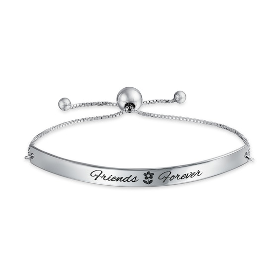 Friends Forever Bar Bolo Bracelet in Sterling Silver - 11"