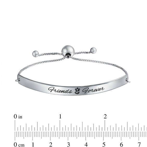Friends Forever Bar Bolo Bracelet in Sterling Silver - 11"