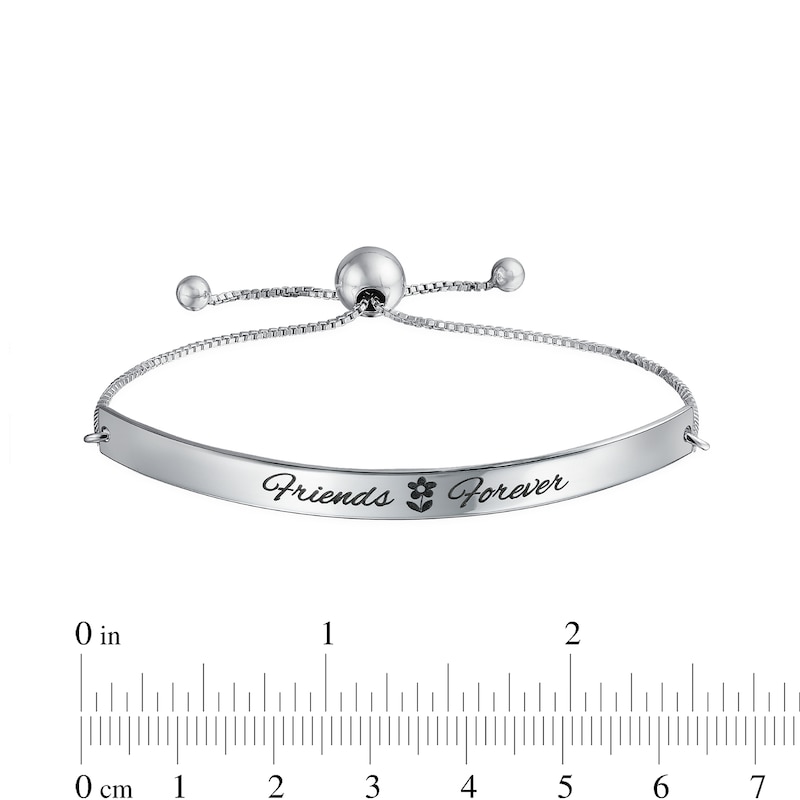 Main Image 2 of Friends Forever Bar Bolo Bracelet in Sterling Silver - 11"