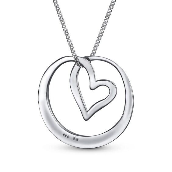 Sisters Looping Heart Circle Pendant in Sterling Silver