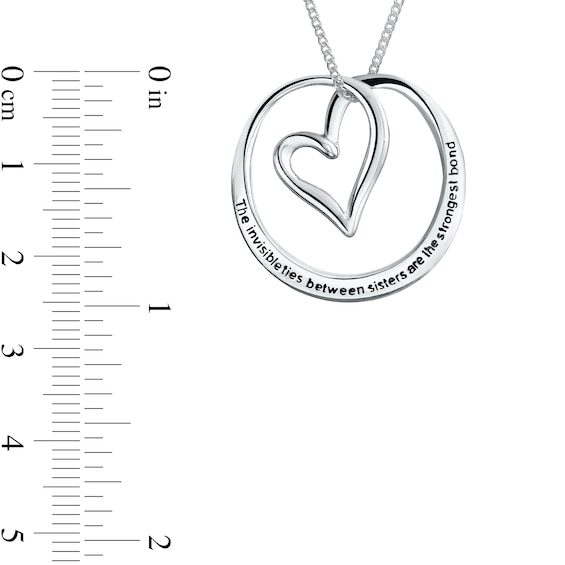 Sisters Looping Heart Circle Pendant in Sterling Silver