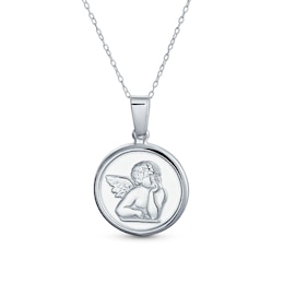 Angel Medallion Pendant in Sterling Silver