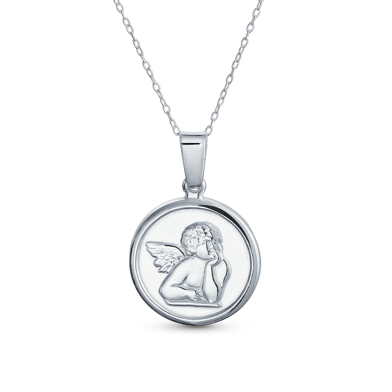 Main Image 1 of Angel Medallion Pendant in Sterling Silver