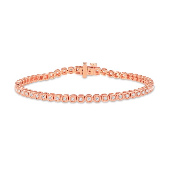 1 CT. T.w. Diamond Cushion-Shaped Frame Tennis Bracelet in 10K Rose Gold