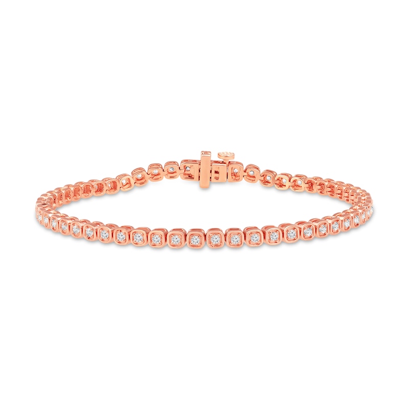 1 CT. T.W. Diamond Cushion-Shaped Frame Tennis Bracelet in 10K Rose Gold