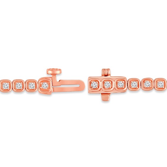 1 CT. T.w. Diamond Cushion-Shaped Frame Tennis Bracelet in 10K Rose Gold