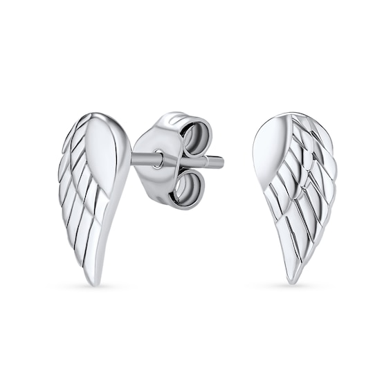 Angel Wing Stud Earrings in Sterling Silver