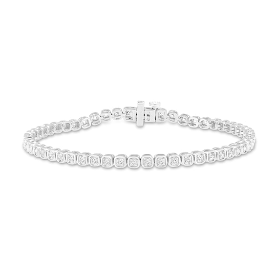 1 CT. T.w. Diamond Cushion-Shaped Frame Tennis Bracelet in 10K White Gold