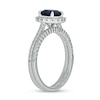 Thumbnail Image 2 of 6.0mm Cushion-Cut Blue Lab-Created Sapphire and 1/2 CT. T.W. Diamond Frame Bridal Set in 10K White Gold