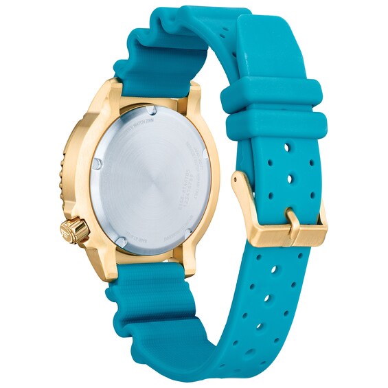 Men's Citizen Eco-DriveÂ® Promaster Dive Gold-Tone PVD Strap Watch with Blue Dial (Model: Bn0162-02X)