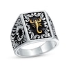 Thumbnail Image 1 of Men's Oxidized Scorpion and Filigree Rectangle-Top Signet Ring in Sterling Silver and Brass