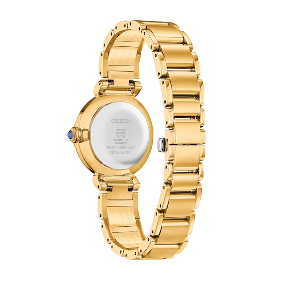 Ladies' Citizen Eco-DriveÂ® L Mae Diamond Accent Gold-Tone Watch with Mother-of-Pearl Dial (Model: Em1062-57D)