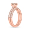 Thumbnail Image 1 of 6.0mm Morganite and 1/2 CT. T.W. Diamond Double Row Vintage-Style Bridal Set in 10K Rose Gold