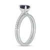 Thumbnail Image 2 of Pear-Shaped Blue Lab-Created Sapphire and 1/3 CT. T.W. Diamond Bridal Set in 10K White Gold