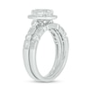 Thumbnail Image 2 of Oval White Lab-Created Sapphire and 1/2 CT. T.W. Diamond Frame Vintage-Style Art Deco Bridal Set in 10K White Gold