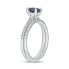 Thumbnail Image 2 of 6.0mm Blue Lab-Created Sapphire and 1/3 CT. T.W. Diamond Bridal Set in 10K White Gold