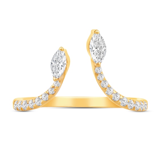 1/3 CT. T.w. Marquise and Round Diamond Linear Open Shank Ring in 10K Gold
