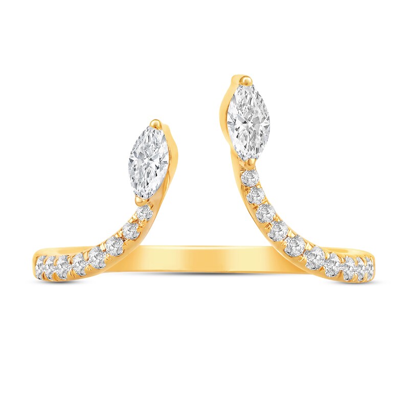 Main Image 1 of 1/3 CT. T.W. Marquise and Round Diamond Linear Open Shank Ring in 10K Gold