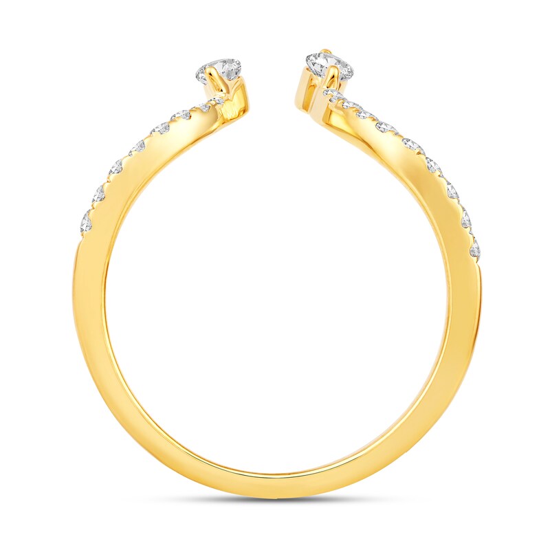 Main Image 2 of 1/3 CT. T.W. Marquise and Round Diamond Linear Open Shank Ring in 10K Gold