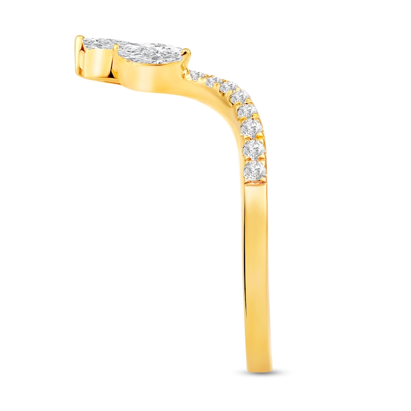 Main Image 3 of 1/3 CT. T.W. Marquise and Round Diamond Linear Open Shank Ring in 10K Gold