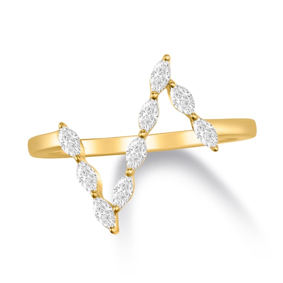 1/3 CT. T.w. Marquise Diamond Linear Zig-Zag Ring in 10K Gold