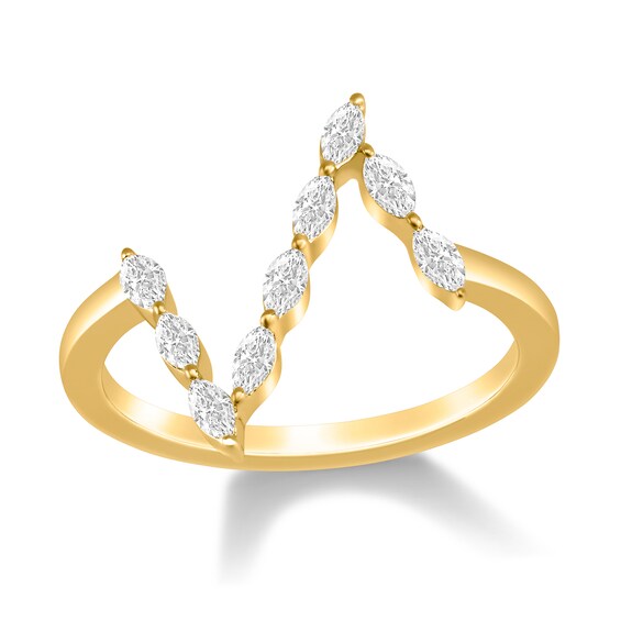 1/3 CT. T.w. Marquise Diamond Linear Zig-Zag Ring in 10K Gold