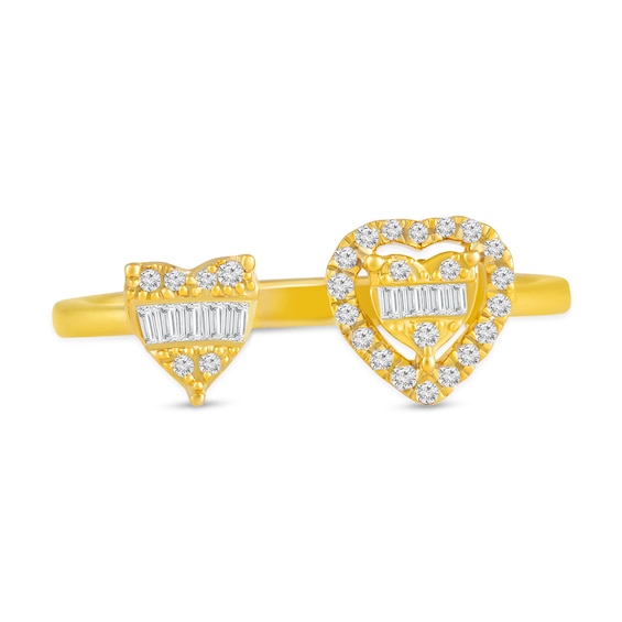 1/5 CT. T.w. Heart Multi-Diamond Frame Open Shank Ring in 10K Gold