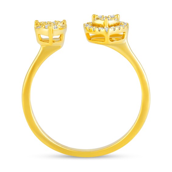 1/5 CT. T.w. Heart Multi-Diamond Frame Open Shank Ring in 10K Gold