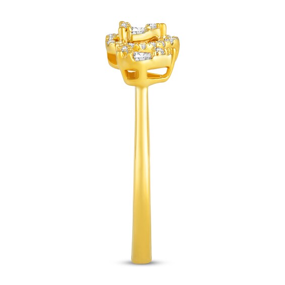 1/5 CT. T.w. Heart Multi-Diamond Frame Open Shank Ring in 10K Gold