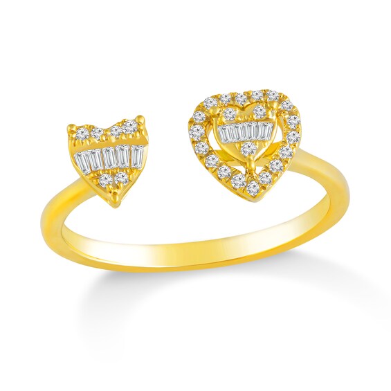 1/5 CT. T.w. Heart Multi-Diamond Frame Open Shank Ring in 10K Gold