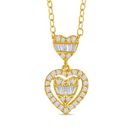 1/4 CT. T.W. Heart Multi-Diamond Frame Drop Pendant in 10K Gold