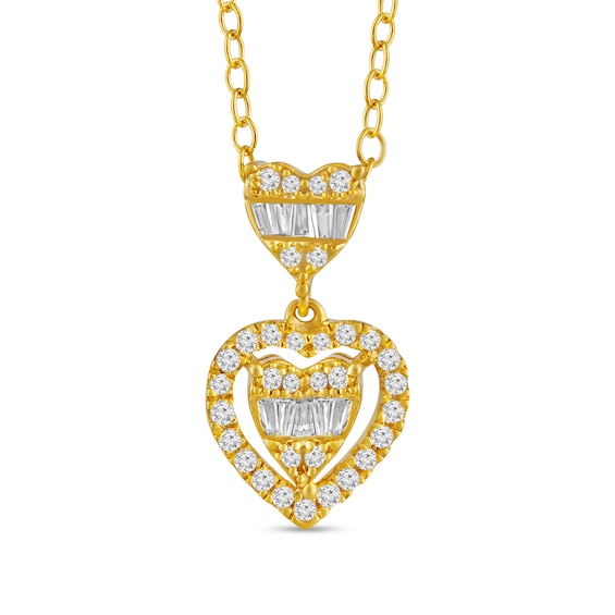 1/4 CT. T.w. Heart Multi-Diamond Frame Drop Pendant in 10K Gold
