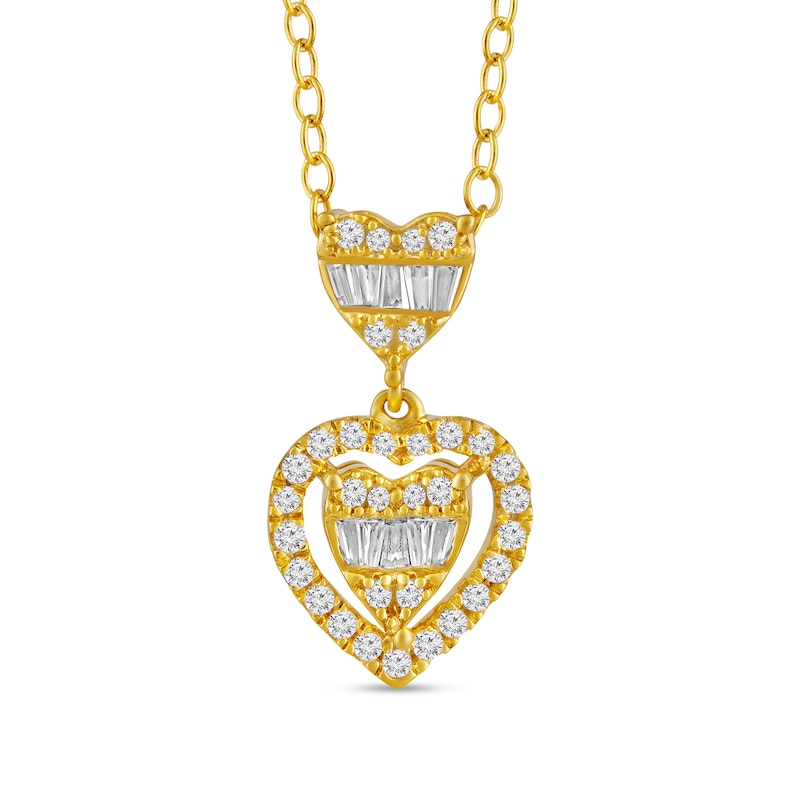 Main Image 1 of 1/4 CT. T.W. Heart Multi-Diamond Frame Drop Pendant in 10K Gold