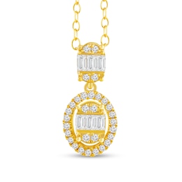 1/4 CT. T.W. Oval Multi-Diamond Frame Drop Pendant in 10K Gold