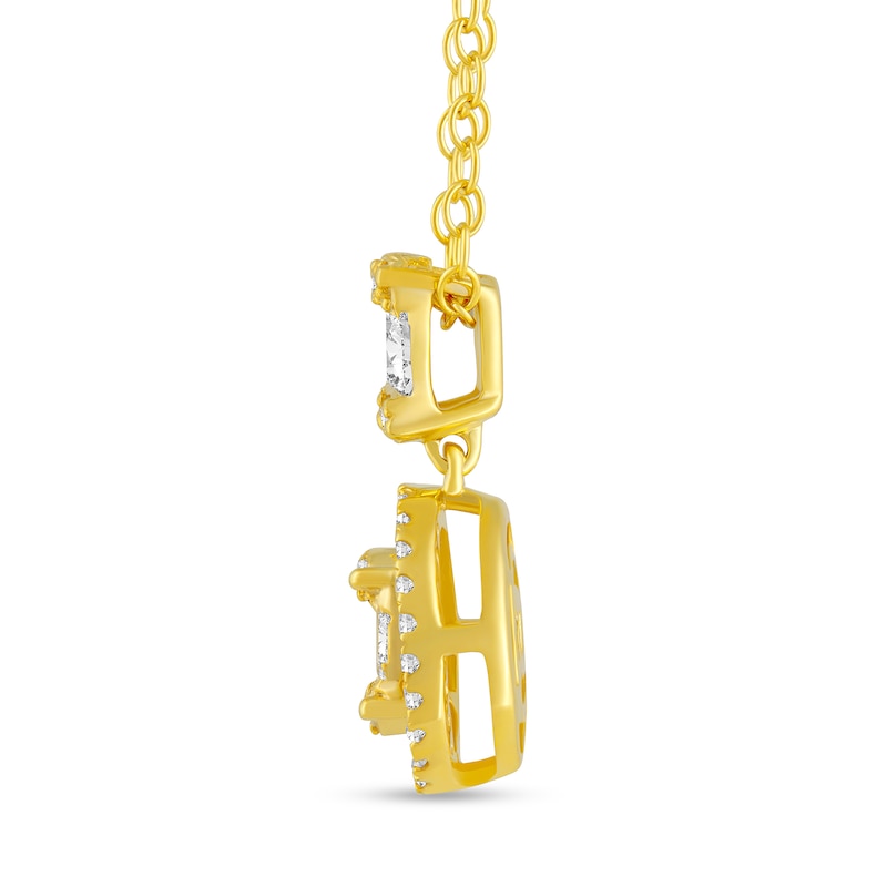 Main Image 3 of 1/4 CT. T.W. Oval Multi-Diamond Frame Drop Pendant in 10K Gold