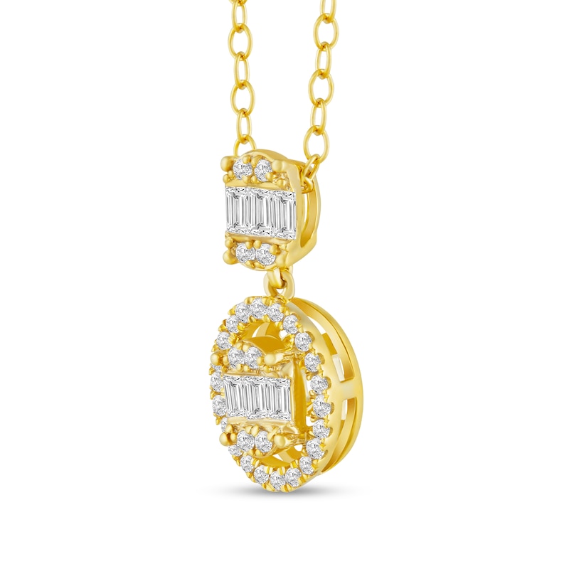 Main Image 5 of 1/4 CT. T.W. Oval Multi-Diamond Frame Drop Pendant in 10K Gold