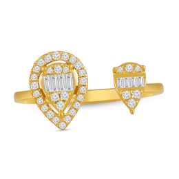 3/8 CT. T.W. Pear Multi-Diamond Frame Open Shank Ring in 10K Gold