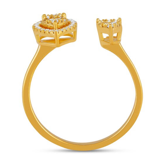 3/8 CT. T.w. Pear Multi-Diamond Frame Open Shank Ring in 10K Gold