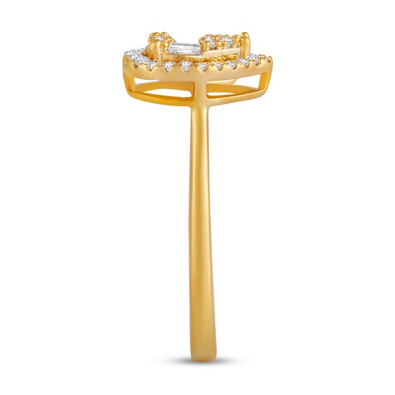 3/8 CT. T.w. Pear Multi-Diamond Frame Open Shank Ring in 10K Gold