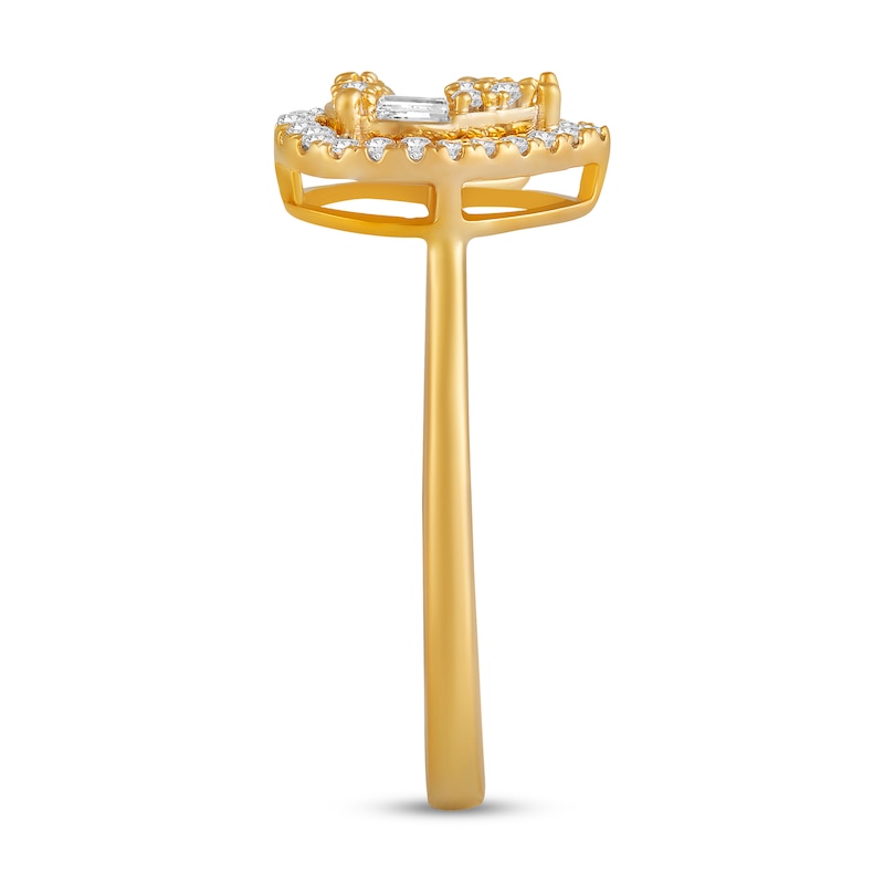 Main Image 3 of 3/8 CT. T.W. Pear Multi-Diamond Frame Open Shank Ring in 10K Gold