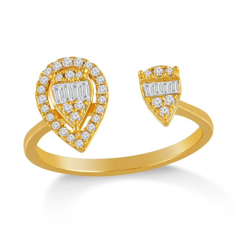 Main Image 4 of 3/8 CT. T.W. Pear Multi-Diamond Frame Open Shank Ring in 10K Gold
