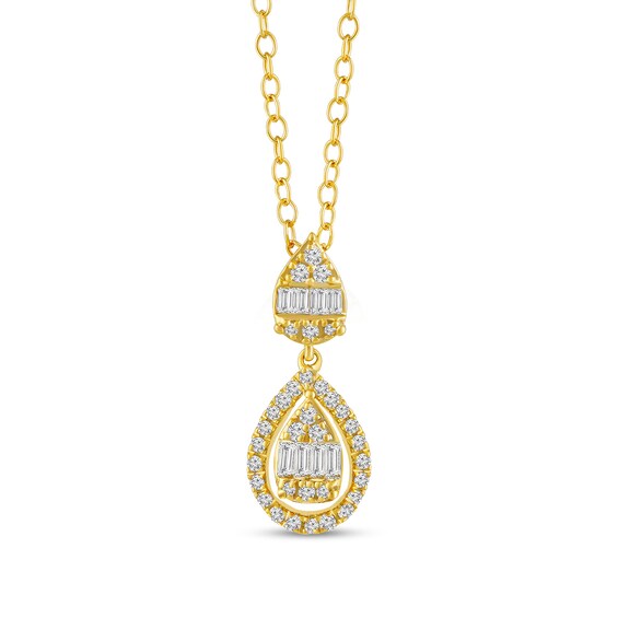 3/8 CT. T.w. Pear Multi-Diamond Frame Drop Pendant in 10K Gold