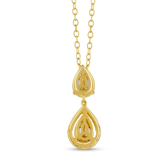 3/8 CT. T.w. Pear Multi-Diamond Frame Drop Pendant in 10K Gold