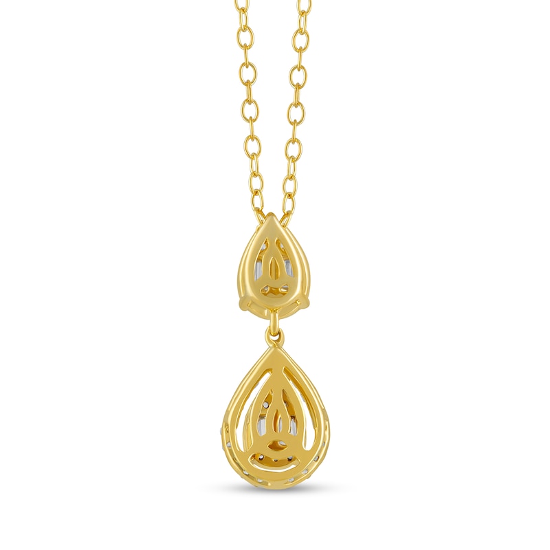 Main Image 2 of 3/8 CT. T.W. Pear Multi-Diamond Frame Drop Pendant in 10K Gold