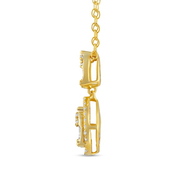 3/8 CT. T.w. Pear Multi-Diamond Frame Drop Pendant in 10K Gold