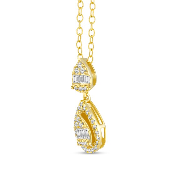 3/8 CT. T.w. Pear Multi-Diamond Frame Drop Pendant in 10K Gold