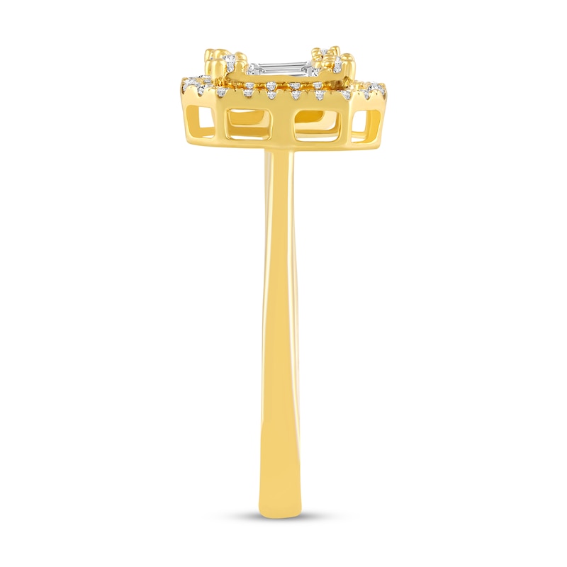Main Image 3 of 3/8 CT. T.W. Rectangle Multi-Diamond Octagon Frame Open Shank Ring in 10K Gold