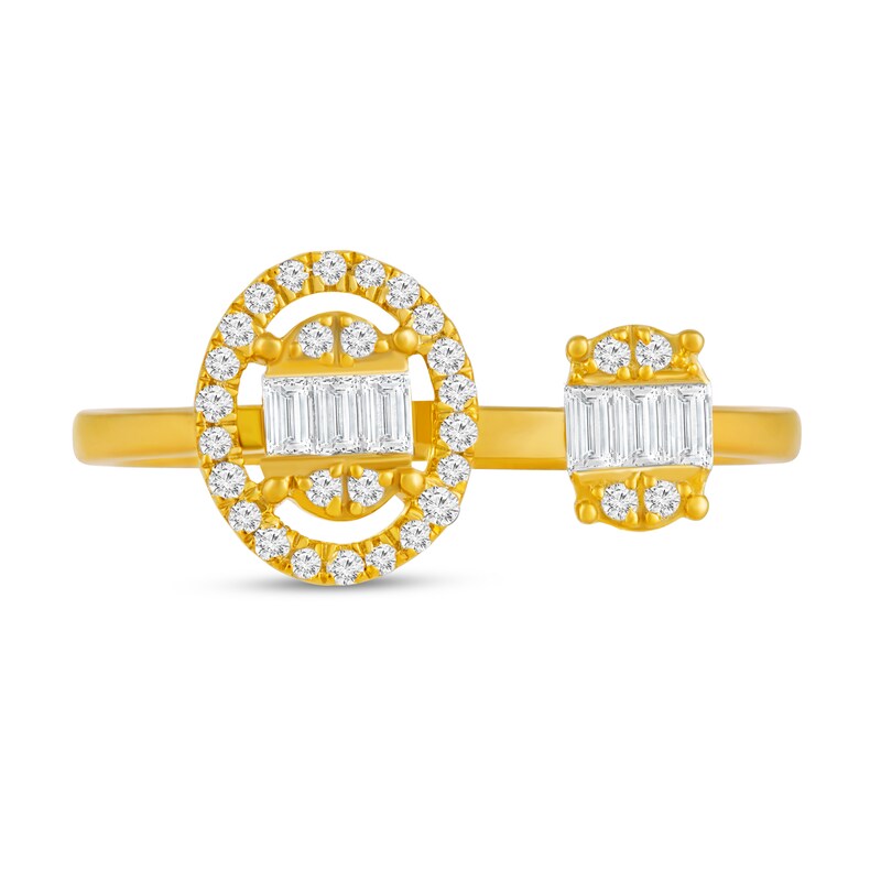 Main Image 1 of 1/4 CT. T.W. Oval Multi-Diamond Frame Open Shank Ring in 10K Gold